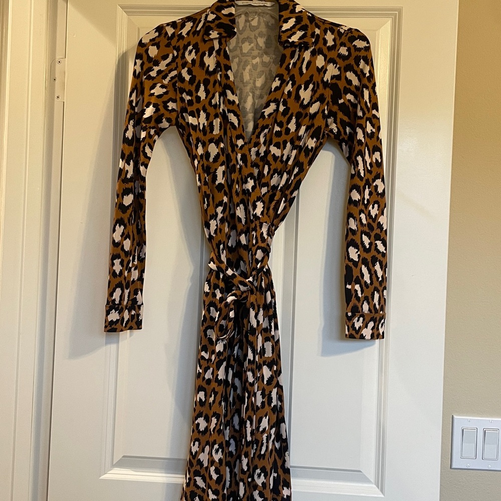 Diane Von Furstenberg Brown and Black Animal Print Fabric